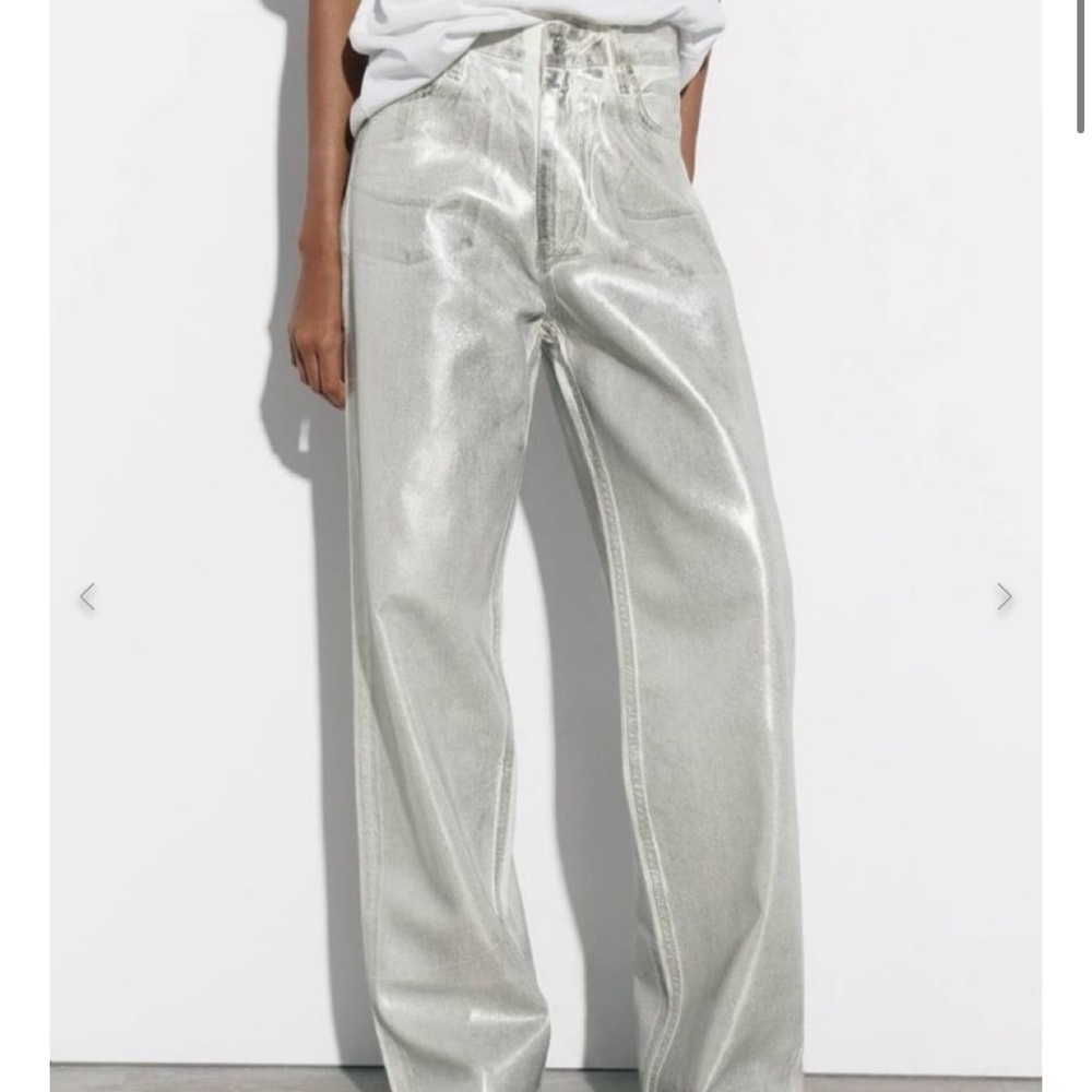 Zara Silver Metallic Jeans